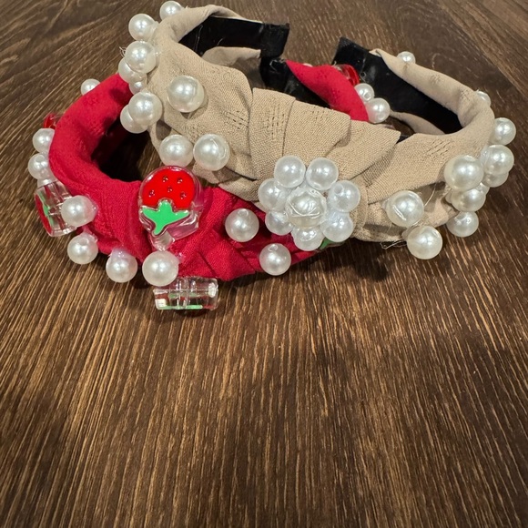 Pearl Embellished Women’s Headbands - Red and Tan -for both - Picture 1 of 16